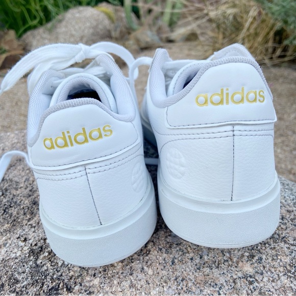 Adidas Grand Court 2.0 White/Gold Leather Sneakers (FIT LIKE A 7.5) - Picture 5 of 12
